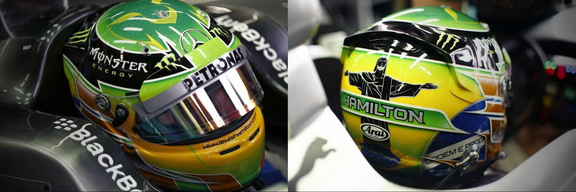 Шлем Льюиса Хэмилтона на Гран-При Бразилии 2013 | 2013 Brazilian Grand Prix helmet of Lewis Hamilton