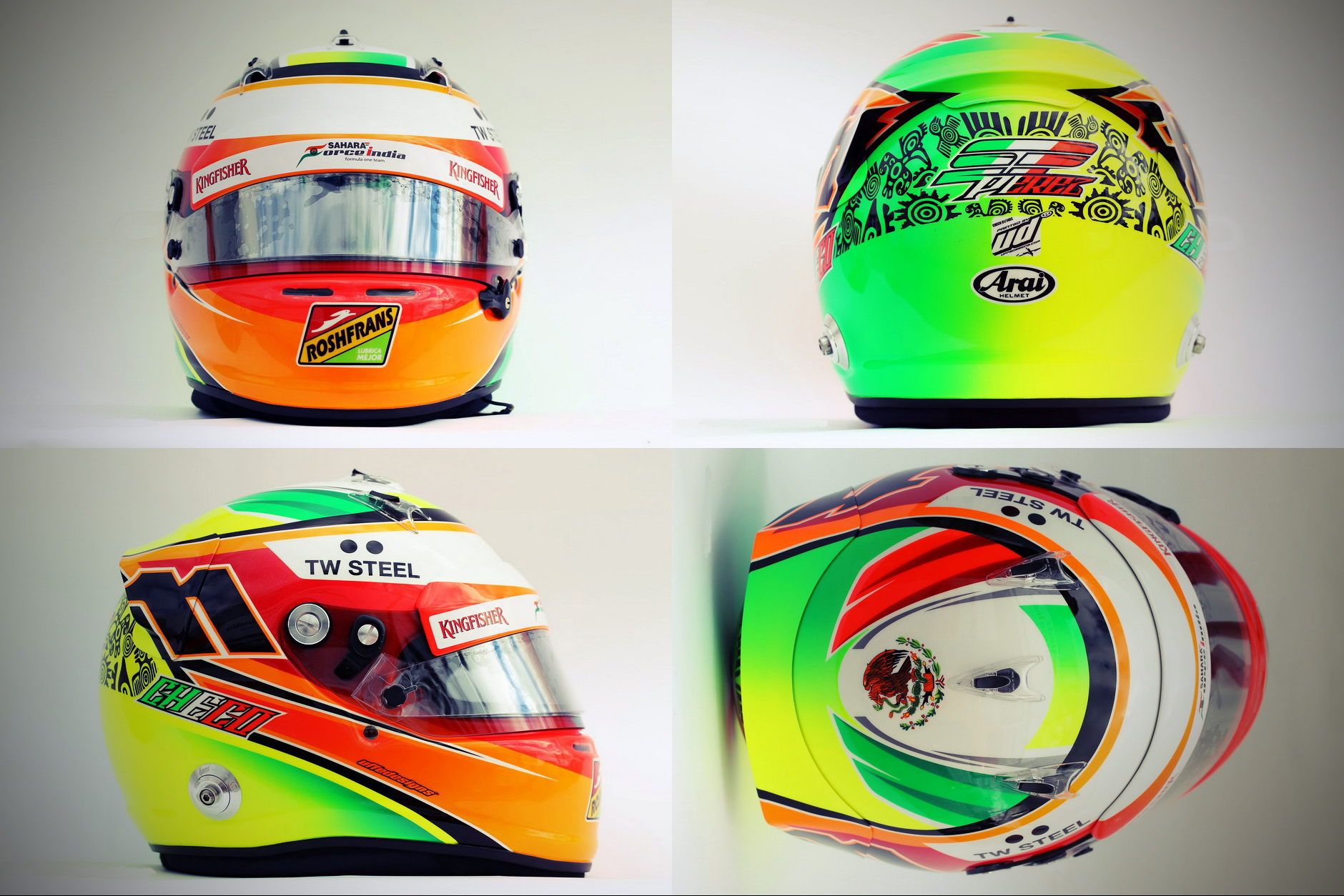Шлем Серхио Переса на сезон 2014 года | 2014 helmet of Sergio Perez