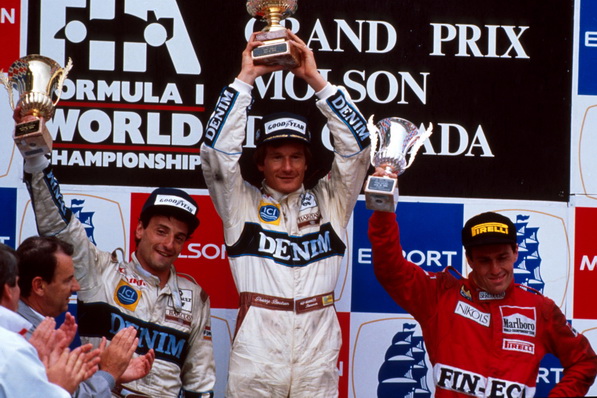 Подиум Гран-При Канады 1989. Риккардо Патрезе, Тьерри Бутсен, Андреа де Чезарис | 1989 Canadian Grand Prix podium. Riccardo Patrese, Thierry Boutsen, Andrea de Cesaris